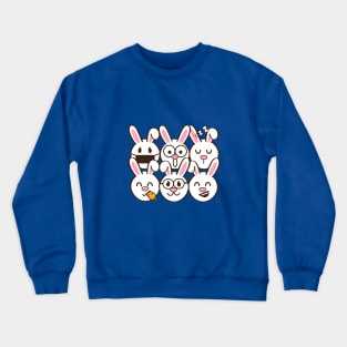 Cute bunny rabbit emoticons Crewneck Sweatshirt